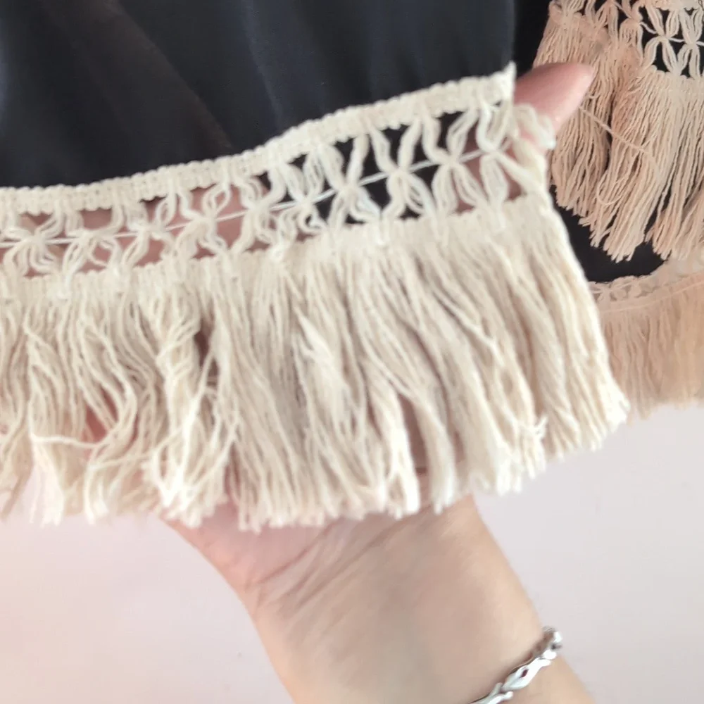 Elegant Black Fringe Kimono Up to Size Large